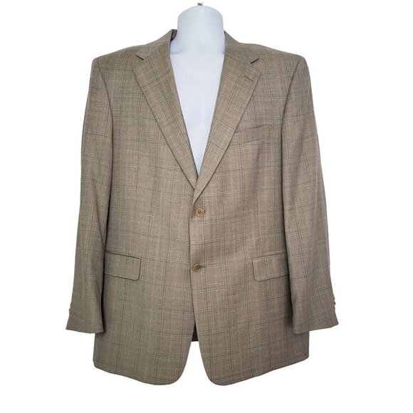 Daniel Cremieux Loro Piana Wool Blazer Plaid Green 2 Button Jacket Mens Sz 46 - Picture 1 of 10
